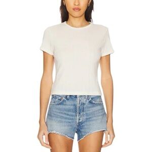 Frame White Baby Tee Ribbed Size XS NWOT